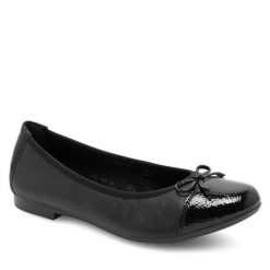 Baleriny Remonte. Czarne baleriny Remonte, bez wzorów, bez obcasa. Za 339.99 zł.