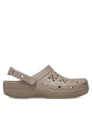 Crocs Klapki Classic Floral Cut Out Clog 210927 Brązowy. Brązowe klapki Crocs, bez wzorów, z tworzywa sztucznego, bez obcasa. Za 199.99 zł.