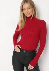 Bordowy Golf Oranya. Czerwone golfy Born2be, l, bez wzorów, z dzianiny, bez ramiączek. Za 49.99 zł.