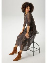 Aniston Sukienka w kolorze zielono-brązowym rozmiar: 44. Brązowe sukienki Aniston, bez wzorów, bez kołnierzyka, bez ramiączek, midi. Za 95.99 zł.