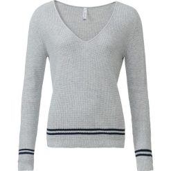 Sweter z dekoltem w serek bonprix jasnoszary melanż - ciemnoniebieski. Swetry marki bonprix. Za 37.99 zł.