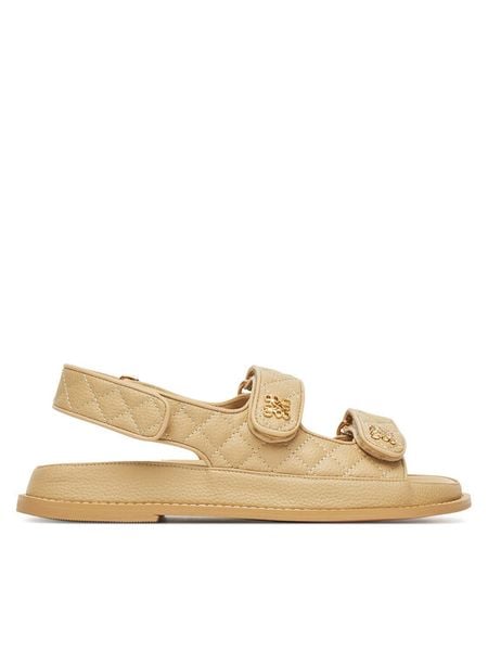 Nine West Sandały V1557-703-1 Beżowy. Brązowe sandały Nine West, bez wzorów, z materiału, bez obcasa, na płaskiej podeszwie, bez zapięcia. Za 279.99 zł.