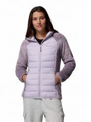 Columbia Kurtka hybrydowa"Powder Lite II Sherpa" w kolorze fioletowym rozmiar: L. Różowe kurtki sportowe Columbia, l, bez wzorów, bez kaptura, outdoorowe. Za 184.95 zł.