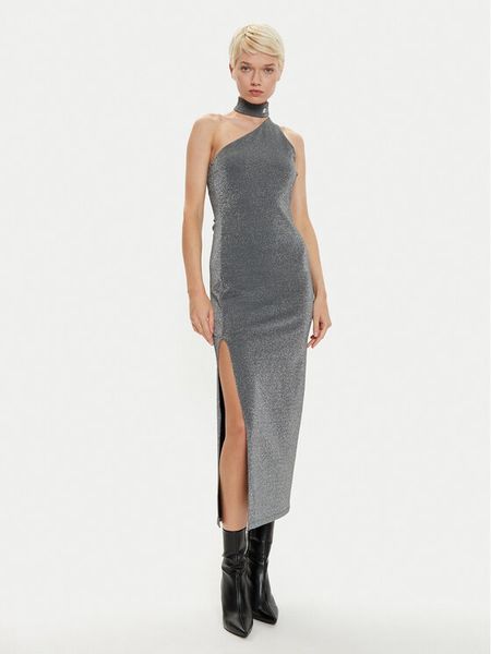 Hugo Sukienka koktajlowa 50522764 Srebrny Slim Fit. Szare sukienki Hugo, s, bez wzorów, z syntetyku, wizytowe, bez kołnierzyka, bez ramiączek. Za 439.99 zł.