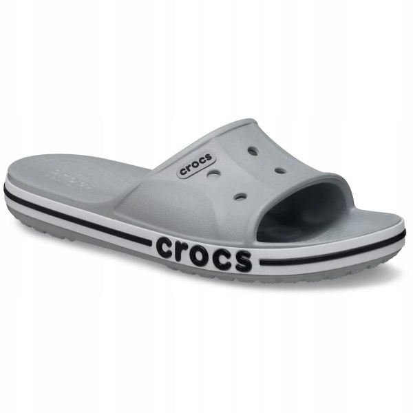 Klapki Dla Dorosłych Crocs Bayaband Slide. Białe klapki Crocs, bez wzorów, z materiału, bez obcasa. Za 119.99 zł.