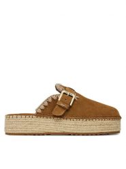 Mou Espadryle Jute clog plain MU.SW641000A Brązowy. Brązowe espadryle Mou, bez wzorów, ze skóry, bez obcasa, bez zapięcia. Za 619.99 zł.