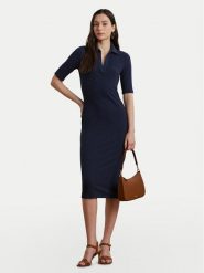LAUREN RALPH LAUREN Sukienka dzianinowa 200973609001 Granatowy Slim Fit. Niebieskie sukienki Lauren Ralph Lauren, l, bez wzorów, z dzianiny, bez kołnierzyka, bez ramiączek. Za 839.99 zł.