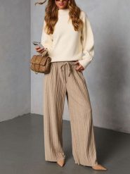 LA Angels Spodnie w kolorze beżowym rozmiar: S. Brązowe spodnie materiałowe LA Angels, na co dzień, s, bez wzorów, z materiału, z podwyższonym stanem. Za 195.99 zł.