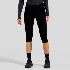 Legginsy 3/4 do biegania damskie Odlo ESSENTIAL. Czarne legginsy Odlo, xs, bez wzorów. Za 224.75 zł.