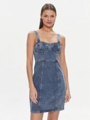 Tommy Jeans Sukienka jeansowa DW0DW17054 Niebieski Slim Fit. Niebieskie sukienki Tommy Jeans, xs, bez wzorów, z bawełny, bez kołnierzyka, bez ramiączek. Za 309.99 zł.