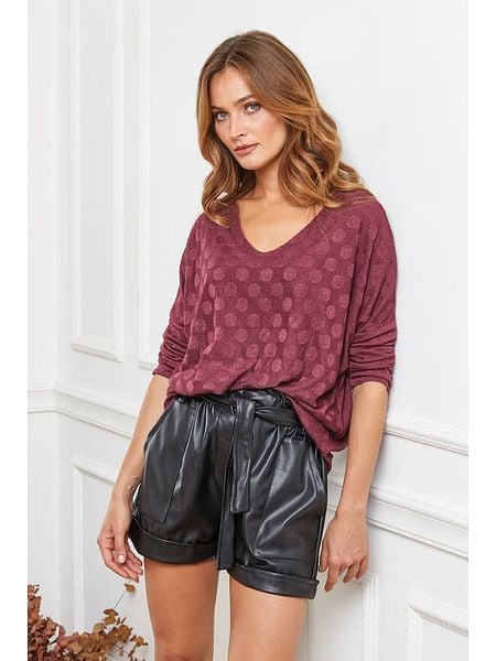 Joséfine Wełniany sweter "Lolita" w kolorze bordowym rozmiar: S. Czerwone swetry Joséfine, s, bez wzorów, z wełny, bez ramiączek. Za 148.61 zł.