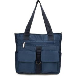 Shopper bag granatowy Beltimore A4 J31. Niebieskie shopper bez wzorów, bez dodatków. Za 142.99 zł.
