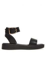 JENNY Sandały WS2108-25 Czarny. Czarne sandały Jenny, bez wzorów, z materiału, bez obcasa, na płaskiej podeszwie, bez zapięcia. Za 119.99 zł.