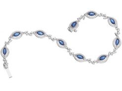 Bransoletka z białego złota z brylantami i szafirami - 18 cm - próba 585. Białe bransoletki Apart, z brylantem, złote. Za 24,990.00 zł.