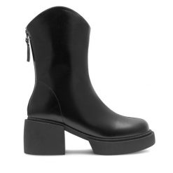 Botki Jenny Fairy. Czarne botki Jenny Fairy, bez wzorów, bez obcasa, na słupku, bez zapięcia. Za 199.99 zł.