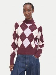 Guess Golf W6BR87 Z2172 Bordowy Regular Fit. Czerwone golfy Guess, s, z aplikacjami, z syntetyku, bez ramiączek. Za 524.99 zł.