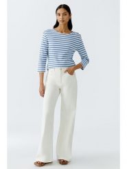 Oui Koszulka w kolorze niebiesko-białym rozmiar: 34. Białe bluzki Oui, bez wzorów, z bawełny, bez kołnierzyka, bez ramiączek. Za 105.14 zł.