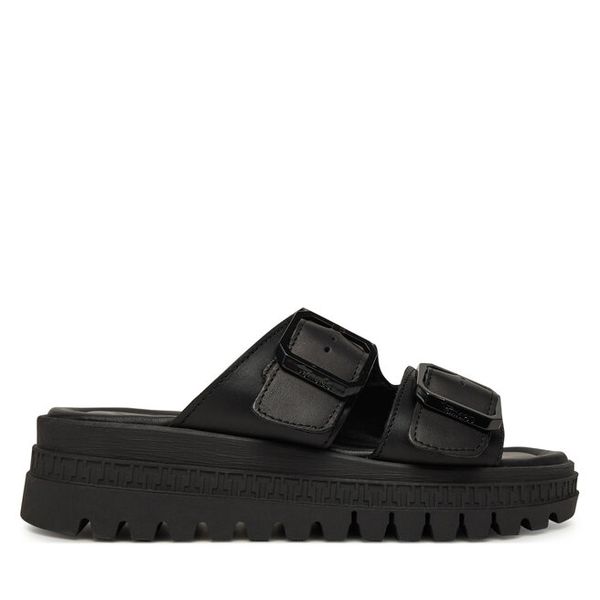 Klapki Tamaris. Czarne klapki Tamaris, bez wzorów, bez obcasa. Za 359.99 zł.