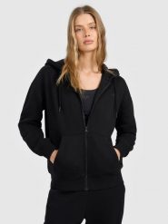 Bluza dresowa rozpinana z kapturem damska 4F 4FRMM00TSWSF2772. Czarne bluzy 4f, s, bez wzorów, z bawełny, z kapturem. Za 159.99 zł.