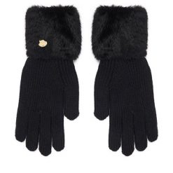 Rękawiczki Damskie Guess. Czarne rękawiczki Guess, z aplikacjami, z dzianiny. Za 194.99 zł.