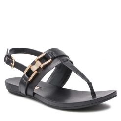 Sandały Aldo. Czarne sandały Aldo, bez wzorów, bez obcasa, na płaskiej podeszwie, bez zapięcia. Za 159.99 zł.