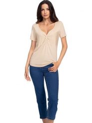 Heine Koszulka w kolorze beżowym rozmiar: 48. Brązowe bluzki Heine, bez wzorów, bez kołnierzyka, bez ramiączek. Za 52.42 zł.