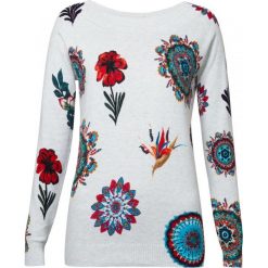 Desigual sweter damski Jers Bantry L biały. Białe swetry Desigual, l, bez wzorów, bez ramiączek. W wyprzedaży za 256.00 zł.