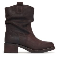Botki Fly London. Brązowe botki Fly London, bez wzorów, bez obcasa, na słupku, bez zapięcia. Za 984.99 zł.