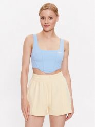 Guess Top Brigit V3GP02 MC04Z Błękitny Slim Fit. Niebieskie topy Guess, m, z aplikacjami, z syntetyku, bez kołnierzyka, bez ramiączek. Za 79.99 zł.