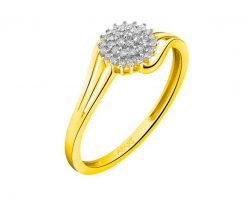 Pierścionek z żółtego złota z diamentami - 0,12 ct - próba 585. Żółte pierścionki Apart, z diamentem, złote. Za 2,290.00 zł.