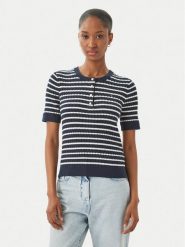 Tommy Hilfiger Sweter WW0WW49613 Granatowy Slim Fit. Niebieskie swetry TOMMY HILFIGER, xs, bez wzorów, z bawełny, bez ramiączek. Za 529.99 zł.