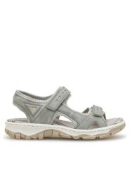 Rieker Sandały 68866-40 Szary. Szare sandały Rieker, bez wzorów, z materiału, bez obcasa, na płaskiej podeszwie, bez zapięcia. Za 259.99 zł.