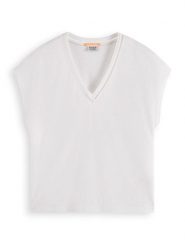 Scotch & Soda Koszulka w kolorze białym rozmiar: M. Białe bluzki Scotch & Soda, m, bez wzorów, bez kołnierzyka, bez ramiączek. Za 118.84 zł.