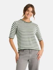 LIEBLINGSSTÜCK Sweter "Amina" w kolorze oliwkowo-białym rozmiar: 34. Białe swetry LIEBLINGSSTÜCK, bez wzorów, bez ramiączek. Za 342.45 zł.