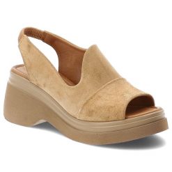 Sandały damskie Artiker, cholewka ze skóry naturalnej zamszowej wsuwany fason na masywnej podeszwie na koturnie, beżowe, 58C2045. Brązowe sandały Artiker, bez wzorów, ze skóry, bez obcasa, na koturnie, bez zapięcia. Za 269.00 zł.