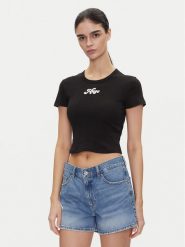 HUGO T-Shirt Delanor_2 50539132 Czarny Cropped Fit. Czarne t-shirty Hugo, xs, bez wzorów, z bawełny, bez kołnierzyka, bez ramiączek. Za 179.99 zł.