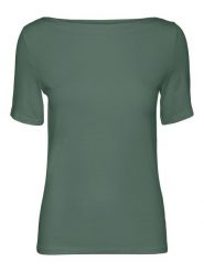 Vero Moda Koszulka "Panda" w kolorze ciemnozielonym rozmiar: S. Zielone bluzki Vero Moda, s, bez wzorów, z bawełny, bez kołnierzyka, bez ramiączek. Za 61.89 zł.