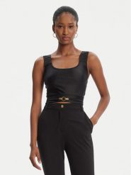 Just Cavalli Top Crop Element 79PAM2A6 Czarny Slim Fit. Czarne topy Just Cavalli, bez wzorów, z syntetyku, bez kołnierzyka, bez ramiączek. Za 679.99 zł.