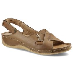 Brązowe Sandały Pollonus Damskie Stylowe Buty. Brązowe sandały Pollonus, bez wzorów, ze skóry, eleganckie, bez obcasa, na platformie, bez zapięcia. Za 179.00 zł.