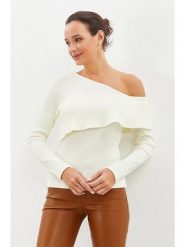 Milan Kiss Bluzka w kolorze białym rozmiar: XL. Brązowe bluzki Milan Kiss, xl, bez wzorów, bez kołnierzyka, bez ramiączek. Za 104.99 zł.