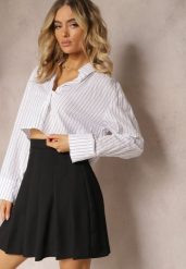 Czarna Rozkloszowana Spódnica Zapinana na Zamek Błyskawiczny z Zakładkami Sonarella. Czarne spódnice Renee, na co dzień, xs, bez wzorów, z bawełny, eleganckie, mini, rozkloszowane. Za 44.99 zł.