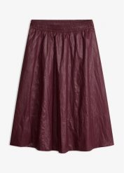 Spódnica na gumce z imitacji skóry. Czarne spódnice bonprix, bez wzorów, ze skóry, eleganckie. Za 149.99 zł.