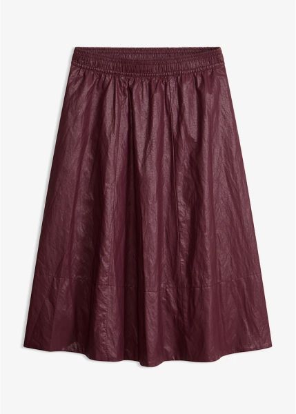 Spódnica na gumce z imitacji skóry. Czarne spódnice bonprix, bez wzorów, ze skóry, eleganckie. Za 149.99 zł.