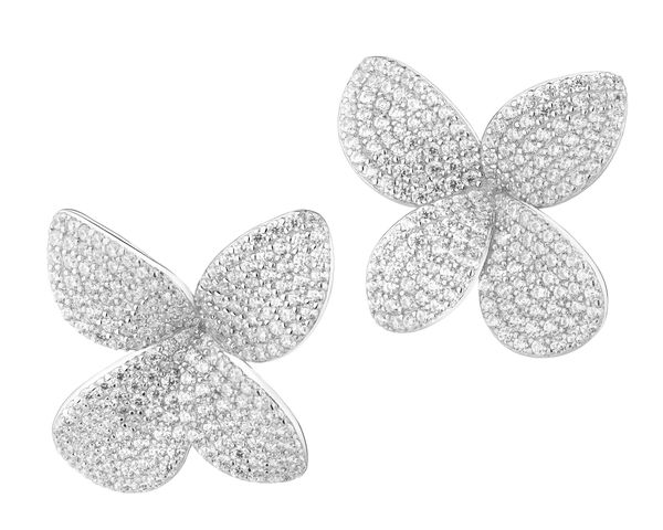 Kolczyki srebrne z cyrkoniami - kwiaty. Szare kolczyki Apart, z cyrkonią, srebrne. Za 299.00 zł.