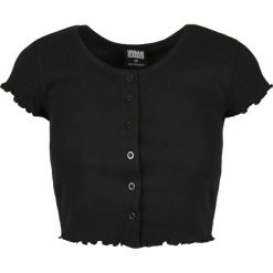 Koszulka damska Urban Classics cropped button up rib. Czarne koszulki sportowe Urban Classics, bez wzorów, prążkowane, bez ramiączek. Za 145.00 zł.