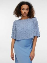 Orsay Bluzka w kolorze błękitnym rozmiar: 44. Niebieskie bluzki Orsay, bez wzorów, bez kołnierzyka, bez ramiączek. Za 67.95 zł.