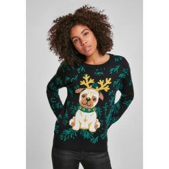 Bluza damska miejska klasyczna pug christmas. Czarne bluzy Urban Classics, na zimę, bez wzorów, bez kaptura. Za 237.00 zł.