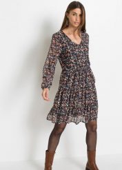 Sukienka mini z siatkowego materiału. Czarne sukienki bonprix, bez wzorów, bez kołnierzyka, bez ramiączek, mini. Za 149.99 zł.