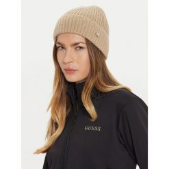 Czapka Guess. Brązowe czapki Guess, z aplikacjami. Za 199.99 zł.