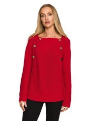 Made of emotion Sweter w kolorze czerwonym rozmiar: L/XL. Czerwone swetry Made Of Emotion, l, bez wzorów, bez ramiączek. Za 163.35 zł.